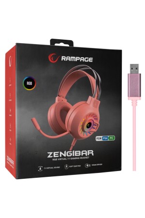 Rm-k44 Zengibar Pink 7. 1 Surround-RGB-Lichteffekt-Gaming-Headset mit Mikrofon RM-K44 PINK - 7