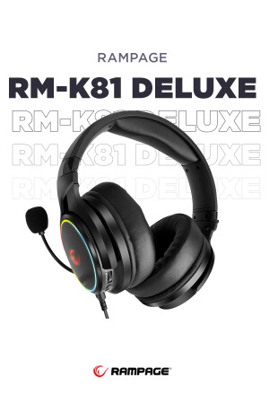 Rm-k81 Deluxe 7.1 Bluetooth Rgb Şarjlı Oyuncu Mikrofonlu Kulaklık Rampage RM-K81 DELUXE - 1