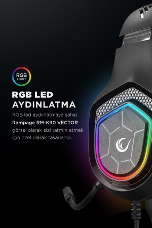 Rm-k90 Vector Schwarz RGB Led 3. 5-mm-Gaming-Headset mit Mikrofon RM-K90 - 2