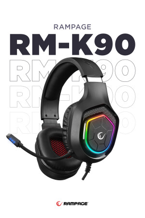 Rm-k90 Vector Siyah Rgb Led 3.5mm Gaming Mikrofonlu Oyuncu Kulaklığı RM-K90 - 1