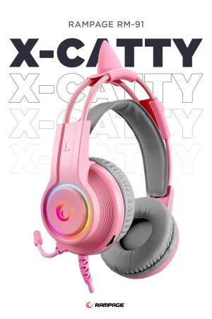 RM-K91 X-Catty Pink USB 7. 1 Version RGB Gaming Gaming Headset mit Mikrofon RM-K91 CATTY - 1