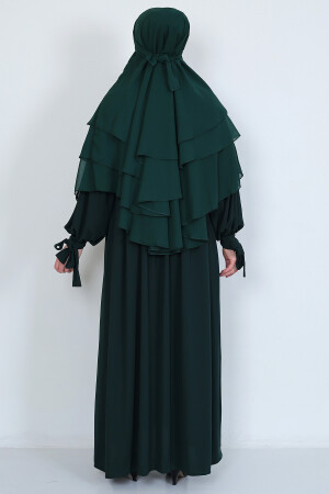 Robenkleid aus Spitze mit Ärmeln und 3-lagiges Soufflé-Hijab-Hijab-Set - 2