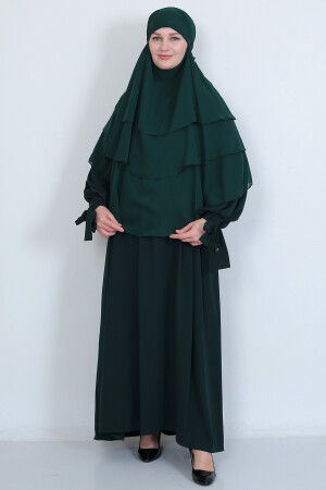 Robenkleid aus Spitze mit Ärmeln und 3-lagiges Soufflé-Hijab-Hijab-Set - 3