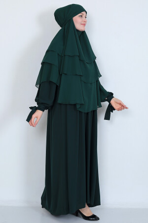 Robenkleid aus Spitze mit Ärmeln und 3-lagiges Soufflé-Hijab-Hijab-Set - 6