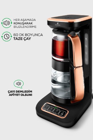 Robotea Pro 4 in 1 Konuşan Cam Çay Makinesi Black Copper - 3