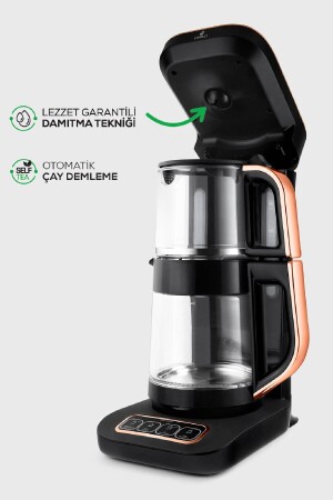 Robotea Pro 4 in 1 Konuşan Cam Çay Makinesi Black Copper - 4