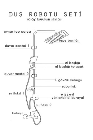 Roboterkopf-Duschsystem, multifunktionales Sprinkler-Duschset, Schwarz HF-8801 - 4