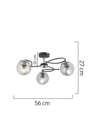 Rodonit 3-teilige moderne Pendelleuchte aus schwarzem Chrom und Rauchglas für junges Zimmer, Schlafzimmer, Retro-Wohnzimmer, Kronleuchter 3952-03-CH-BL - 5