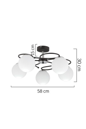 Rodonit 5 Stück Schwarz Chrom Weiß Glas Moderne Pendelleuchte Junges Zimmer Schlafzimmer Retro Wohnzimmer Kronleuchter 3952-05-CH-BL-01 - 5