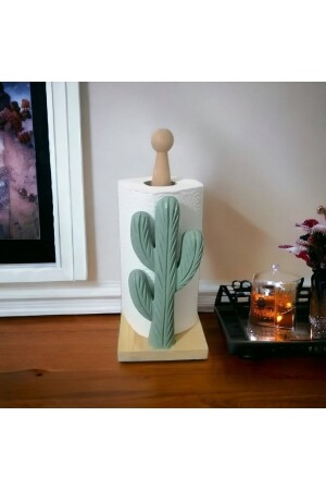 Rollenhandtuchspender aus Holz, Papierhandtuchhalter, dekorativer Kaktusbaum, Modell 3301000000514 - 2