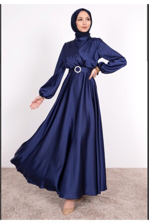 Rollkragen-Satin-Hijab-Abendkleid 7272733 - 1