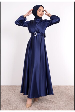 Rollkragen-Satin-Hijab-Abendkleid 7272733 - 3