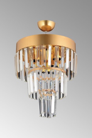 Roma 3'lü Katlı Gold Kristal Taşlı 30'luk Modern Avize - Docklight