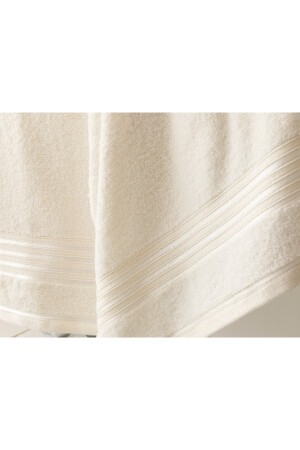 Romantic Stripe Floşlu Banyo Havlusu Takımı 50x85cm - 70x150cm Ekru 10029017-2 - 4