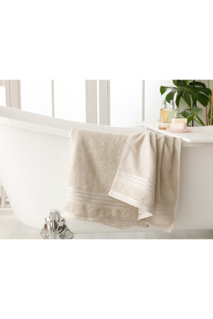 Romantic Stripe Floşlu Banyo Havlusu Takımı Açık Gri 10029017-1 - 4