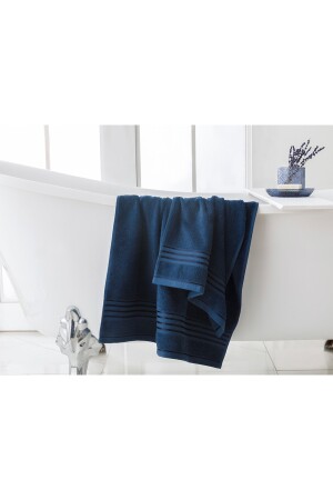 Romantisches Streifen-Badetuch-Set, 50 x 85 cm + 70 x 150 cm, Marineblau, 10030912 - 5