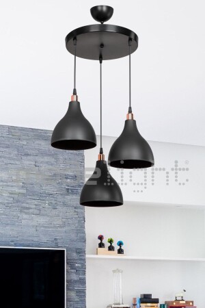 Ronda 3lü Avize Siyah - Salon - Oturma Odası - Çocuk Odası - Yemek Odası - Mutfak - Antre - Hol TYC00518417860 - Modelight