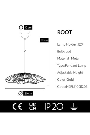 Root Special Design Moderne Draht-Pendelleuchte, goldener Kronleuchter - 5