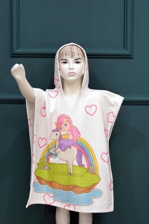 Rosa Bademantel-Handtuch-Poncho für Mädchen Mh-unicorn0003 - 1