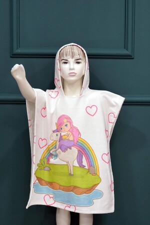 Rosa Bademantel-Handtuch-Poncho für Mädchen Mh-unicorn0003 - 3