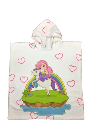 Rosa Bademantel-Handtuch-Poncho für Mädchen Mh-unicorn0003 - 4