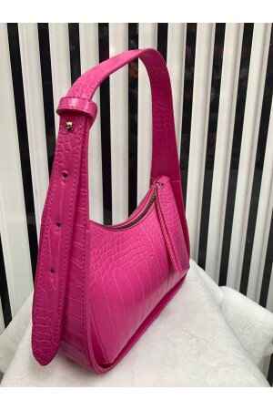 Rosa Baguette-Tasche für Damen mit Krokodilmuster - 1