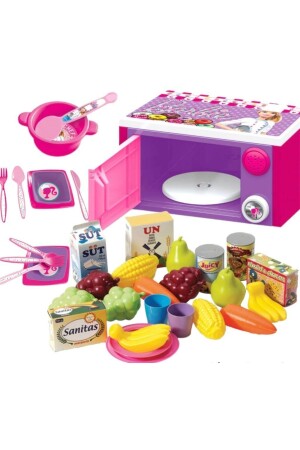 Rosa Barbie Mikrowellenherd-Spielset, 21-teiliges Gemüse- und Obstset in einem Netz - 2