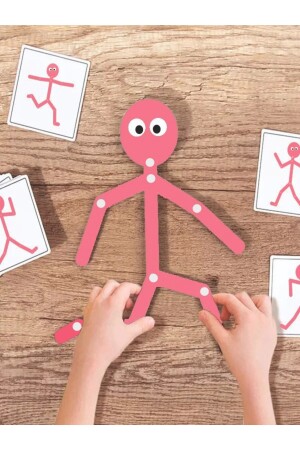 Rosa Holz Lernspielzeug Montessori Stickman Holzspielzeug Holzaktivität Holz Lernspielzeug Stickman - 4