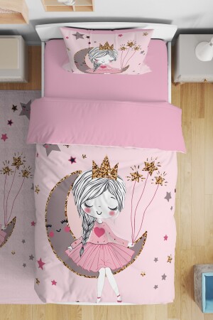 Rosa Mondprinzessin gemusterte Einzelbettwäsche für Babys und Kinder evnev00060 - 1