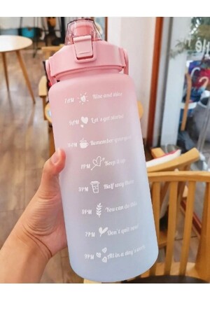 Rosa motivierende Wasserflasche, Wasserflasche, 2 l, Tritan-Wasserflasche für Fitnessstudio, Bpa-frei (Aufkleber-Geschenk), RV35 - 2