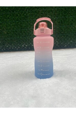 Rosa motivierende Wasserflasche, Wasserflasche, 2 l, Tritan-Wasserflasche für Fitnessstudio, Bpa-frei (Aufkleber-Geschenk), RV35 - 3