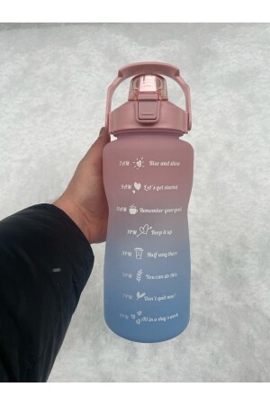 Rosa motivierende Wasserflasche, Wasserflasche, 2 l, Tritan-Wasserflasche für Fitnessstudio, Bpa-frei (Aufkleber-Geschenk), RV35 - 4