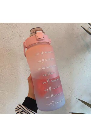 Rosa motivierende Wasserflasche, Wasserflasche, Wasserflasche, 2 l, Tritan-Wasserflasche für Fitnessstudio, Bpa-freie Wasserflasche BYZM-04 - 3
