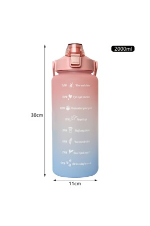 Rosa motivierende Wasserflasche, Wasserflasche, Wasserflasche, 2 l, Tritan-Wasserflasche für Fitnessstudio, Bpa-freie Wasserflasche BYZM-04 - 5