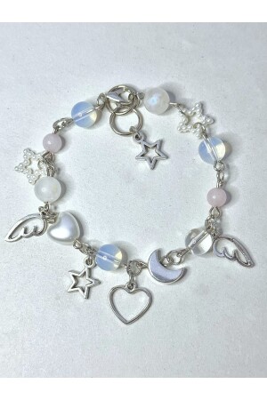 Rosa Quarz-Mondstein-Opal-Natursteinarmband - 1