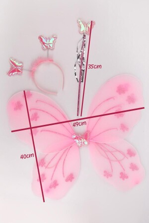 Rosa Schmetterlingsflügel-Zauberstab-Krone, 3er-Set - 6