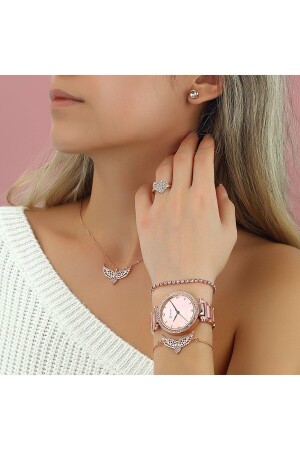 Rose Angel Wing Halskette Armband Ohrring Ring Uhr Geschenkset Geschenk für Liebhaber Geschenk für Mutter PS1162 - 6