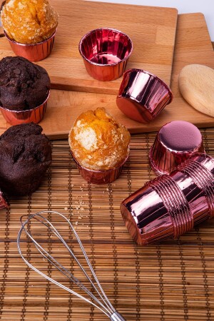 Rose Gold Parlak Kaplama 25'li Kek Kalıbı Fırında Dağılmayan 6.5x4 Cm Muffin Cupcake Stand Kapsülü - 2