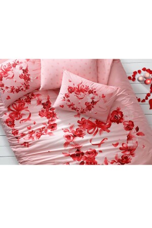 Roses Ranforce Doppelbett-Bettbezug-Set, Rosa, TYC00255607771 - 6