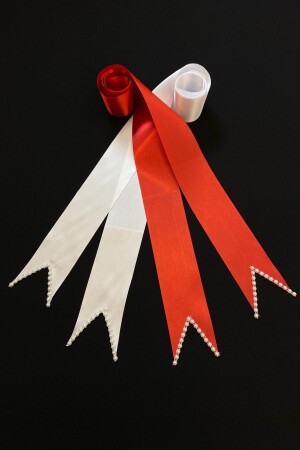 Rot-weißes schlichtes Perlen-Braut-Bräutigam-Schmuckband – Hochzeit, Verlobung, Schmuckgürtel - 2