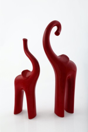 Rote Doppel-Elefant-Figur, Keramik-Figur, Geschenk, Büro-Figur, Heimdekoration, dekorative Figur - 1