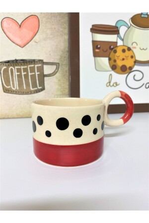 Rote gepunktete handgefertigte Design-Tasse kspe-01 - 2