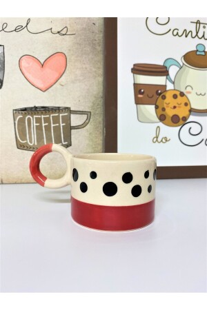 Rote gepunktete handgefertigte Design-Tasse kspe-01 - 4