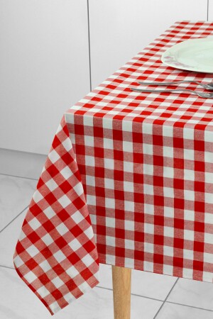 Rote große quadratische Muster-Gingham-Tischdecke – Tischdecke – Picknick-Tuch - 1