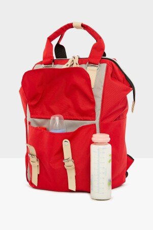 Rote Mutter-Baby-Tasche für Damen mit Taschen und Logo M000003884 - 3