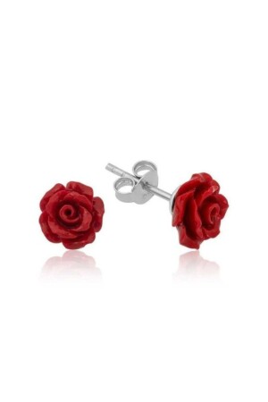 Rote Rosen-Ohrringe aus 925er-Sterlingsilber - 2