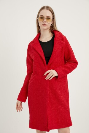 Roter Bouclé-Mantel für Damen XL - 1