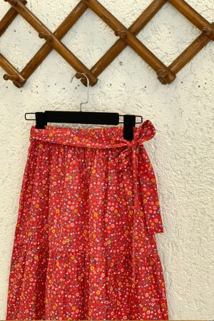 Roter kleiner Lagenrock mit Blumenmuster - 2