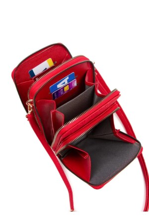 Rotes Damen-Lederband, Mini-Handyfach, Schulter-Geldbörse, Kartenhalter, stilvolle Tasche zeynkrok - 2