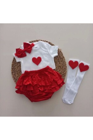 Rotes Rüschen-Bandana-Socken-Set für Babys - 1